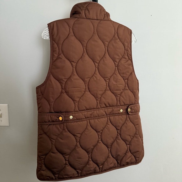 J.Crew Signature Puffer Vest Chocolate with Gold Accents - Picture 5 of 7